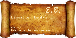 Einviller Benkő névjegykártya